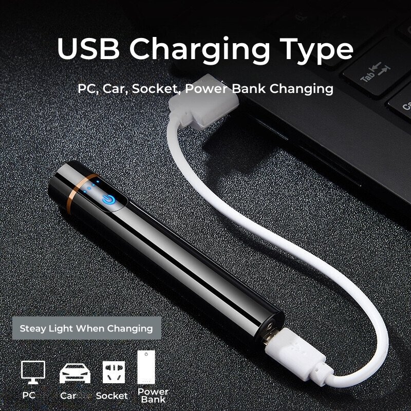 Mini Rechargeable Inductive Lighter For Smoking Accessories Windproof Tungsten Wire Battery Power Metal Lighter USB changing