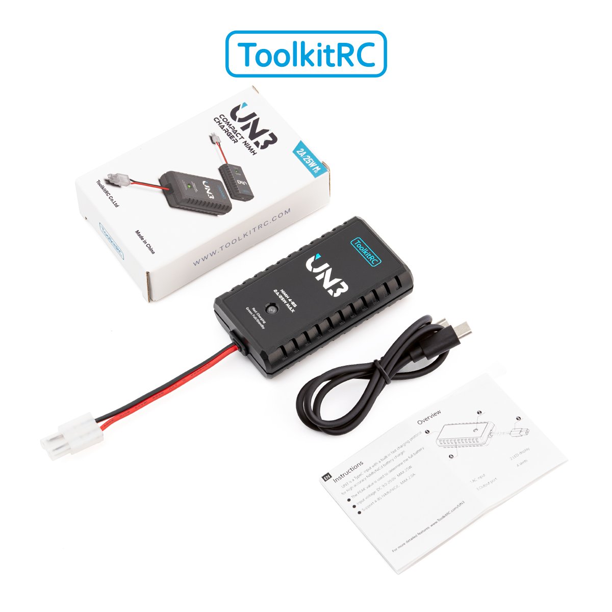 ToolkitRC UN3 Type-C 25W 2A 4~8S fast Charger for RC Car Models Aircraft Model