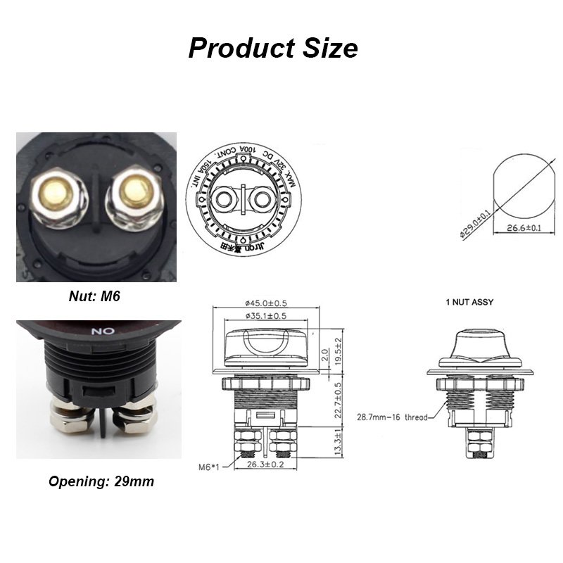 100A 32VDC Battery Switch Master Isolator Dual Battery Disconnect Waterproof Kill Switch for Car