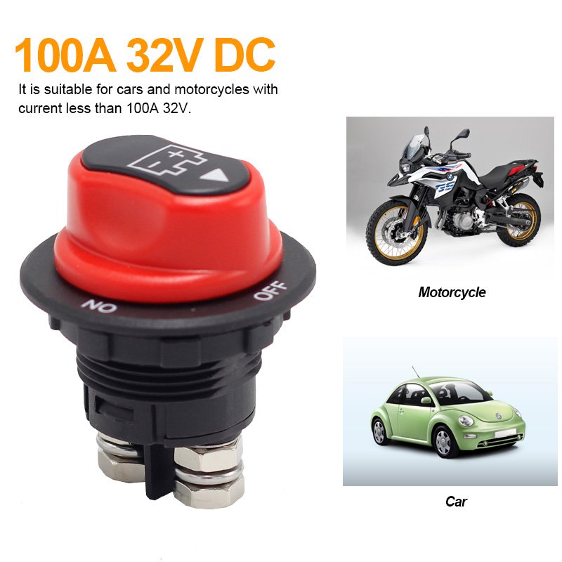 100A 32VDC Battery Switch Master Isolator Dual Battery Disconnect Waterproof Kill Switch for Car
