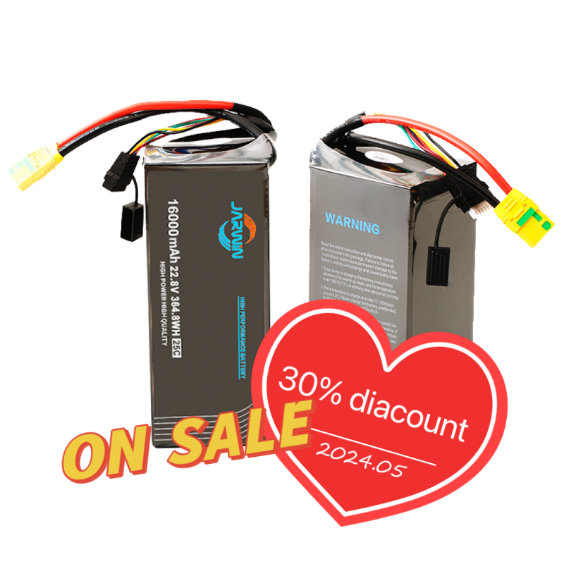 Long Cycle Life Lithium ion Battery Jarwin 22.8V 6S 16000mah Agri Batteries 16000mAh UAV AI Drone Battery Pack For Drone AI UAV
