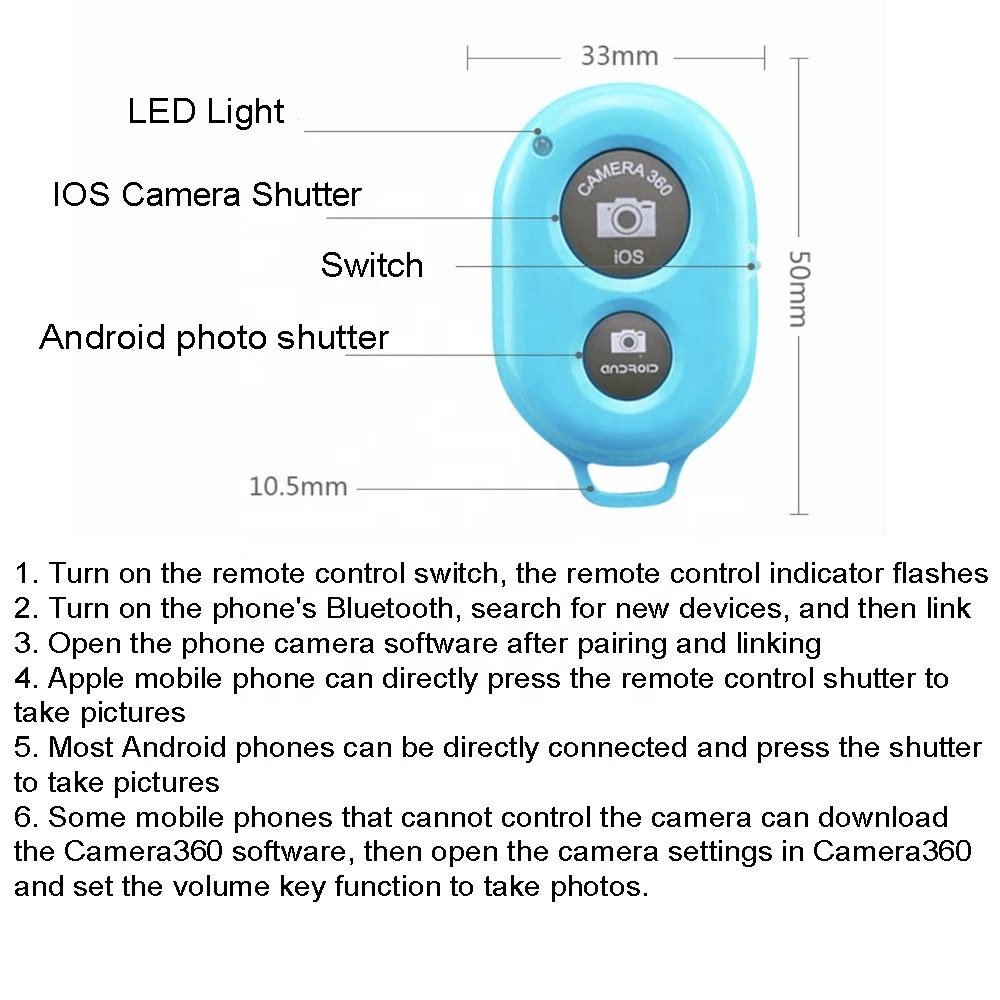 Wireless Remote Shutter For Smartphones BT Selfie Stick Control Button Universal Camera Mobile Phone Cellphone