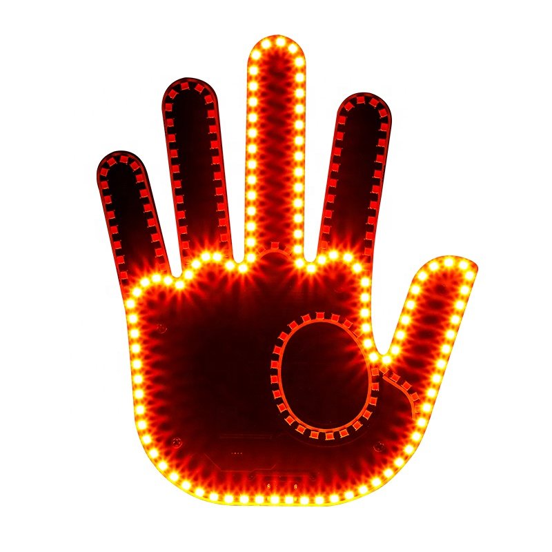 Factory Wholesale Price Mmber Middle Finger Light Car Accessories Lights Supercool Hand Gesture Led Car Finger Light