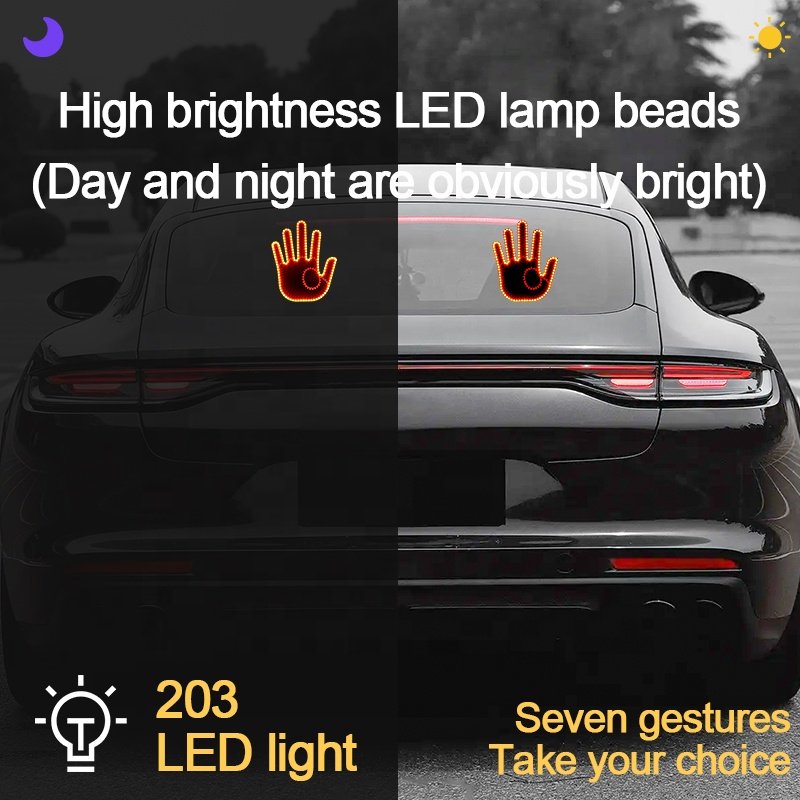 Factory Wholesale Price Mmber Middle Finger Light Car Accessories Lights Supercool Hand Gesture Led Car Finger Light