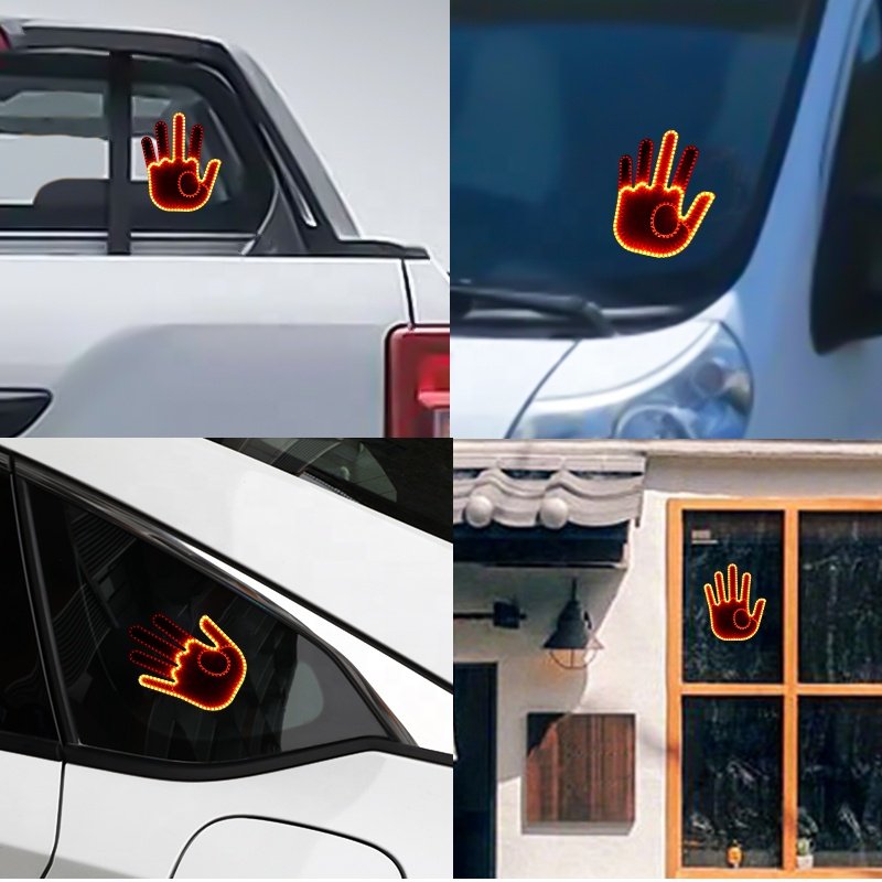 Factory Wholesale Price Mmber Middle Finger Light Car Accessories Lights Supercool Hand Gesture Led Car Finger Light
