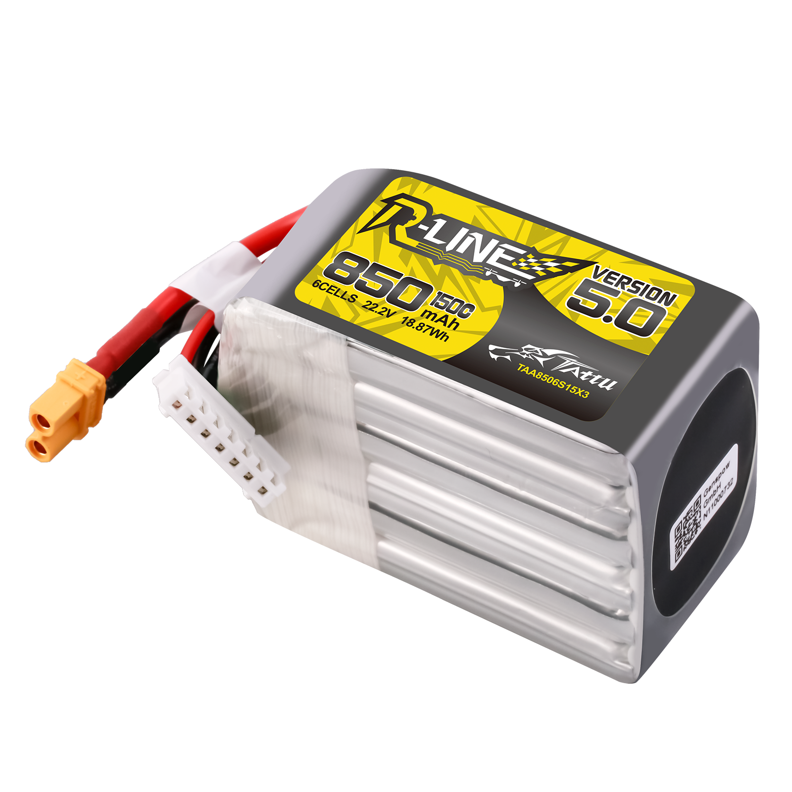 Tattu R-Line Version 5.0 850mAh 150C 6S 22.2V High Rate RC Lipo Battery XT30 Plug FPV Racing Drone Quadcopter RC Cars Accessory