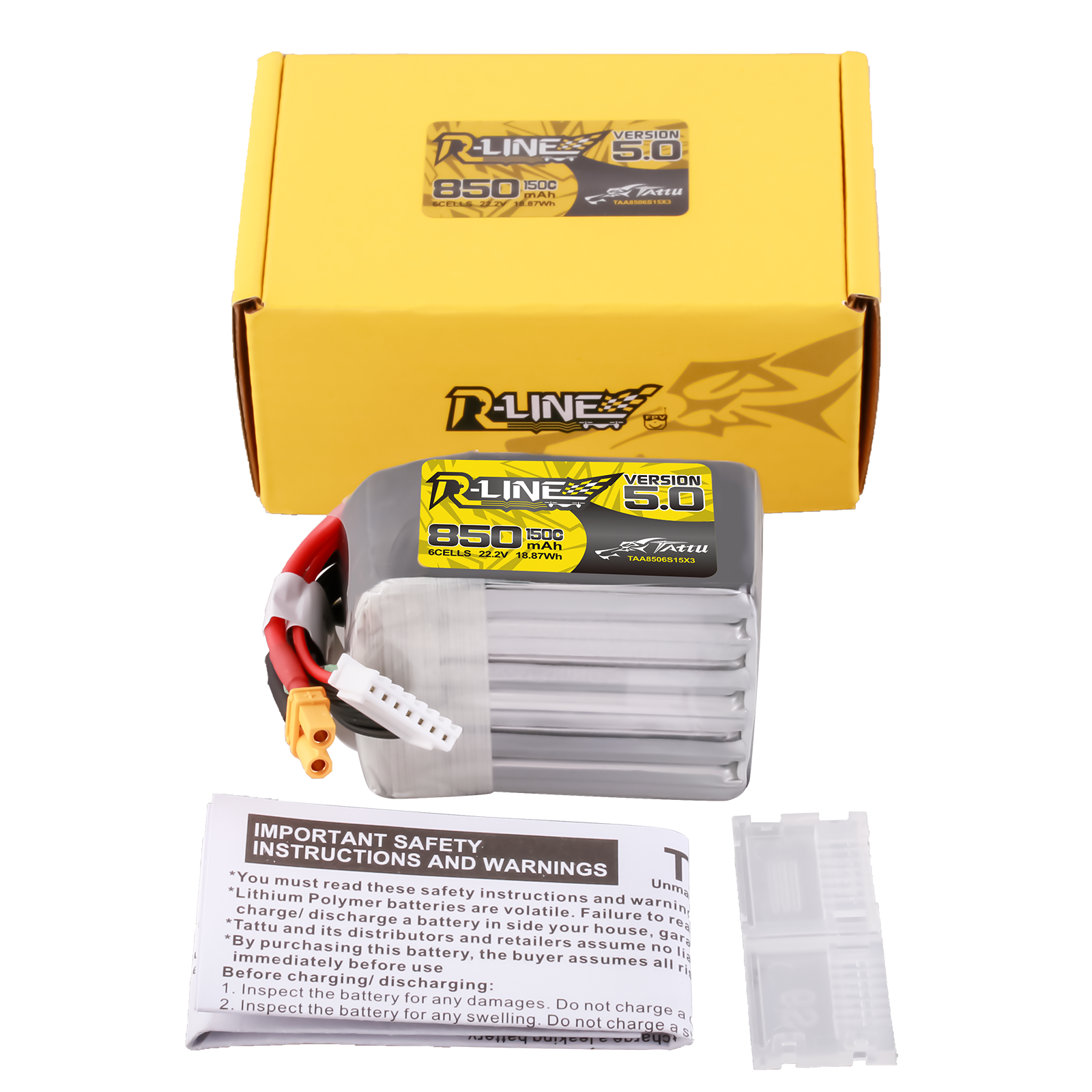 Tattu R-Line Version 5.0 850mAh 150C 6S 22.2V High Rate RC Lipo Battery XT30 Plug FPV Racing Drone Quadcopter RC Cars Accessory