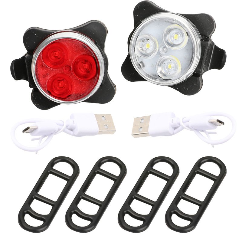 Led Bicycle Flashlight Night Warm Light USB Charging Mountain Race Rode Bike Accessories Bike led Lights Set