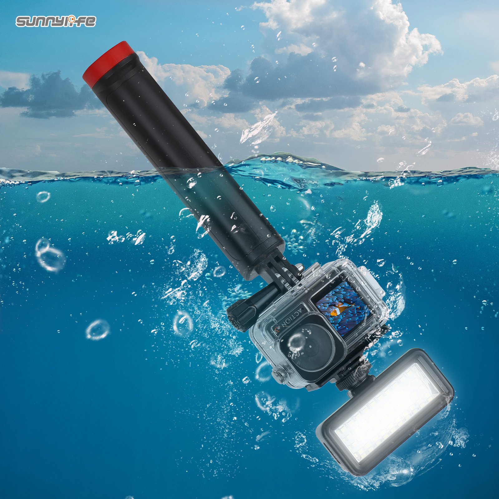 40m Waterproof Dive Light Video Rechargeable Fill Light Underwater Scuba Photography Accessories for GoPro10/ Action3/Insta360