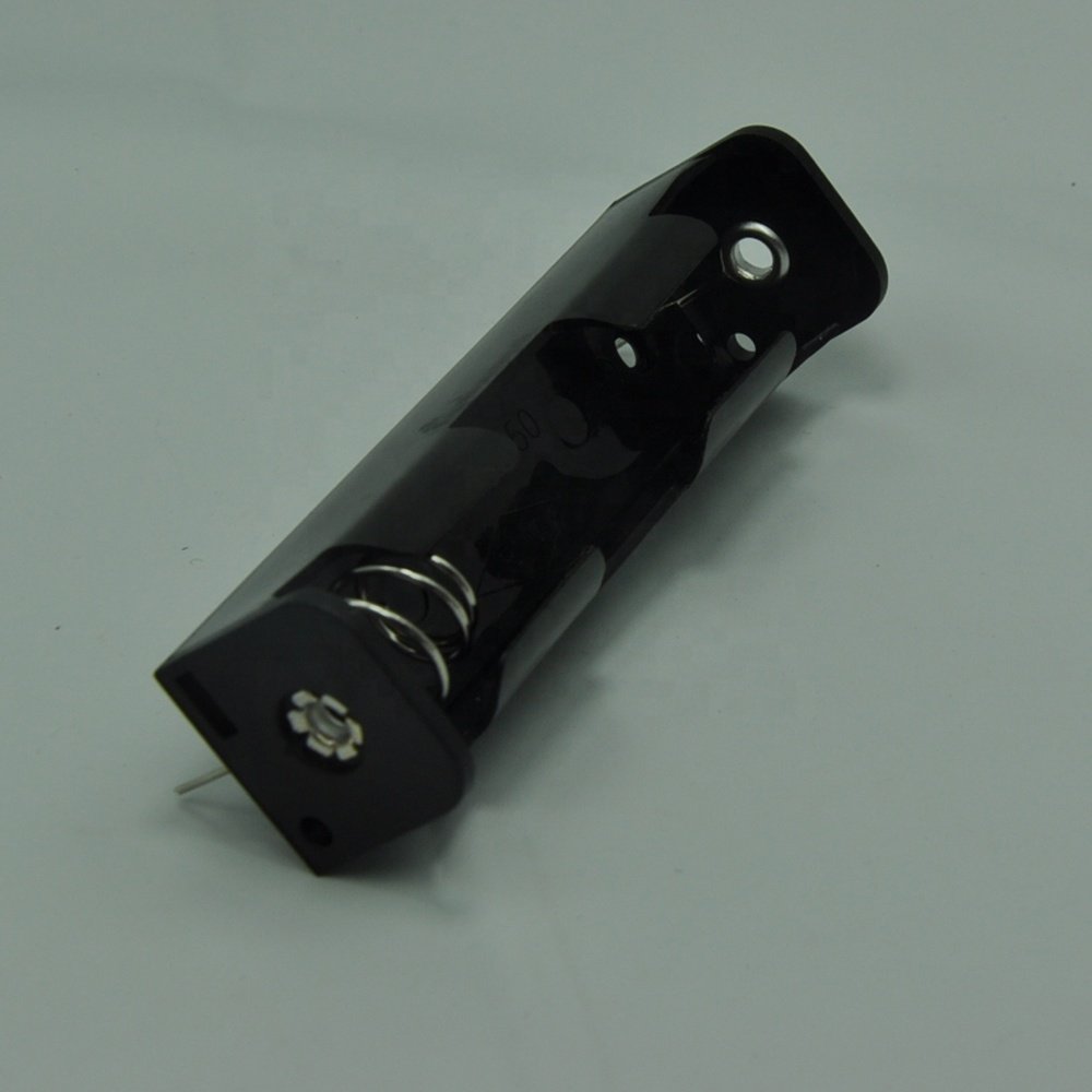 Black single 18650 3.7v battery holder with PC pin or lead wire