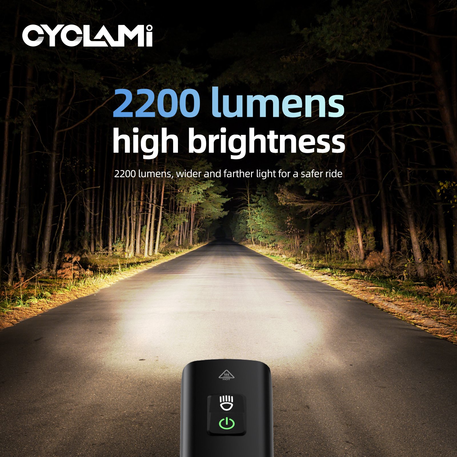 CYCLAMI 2200LM Bike Lights Bicycle Led Light Front Cycling Lights TYPE-C Rechargeable Power Bank Bike Accessories Flashlight
