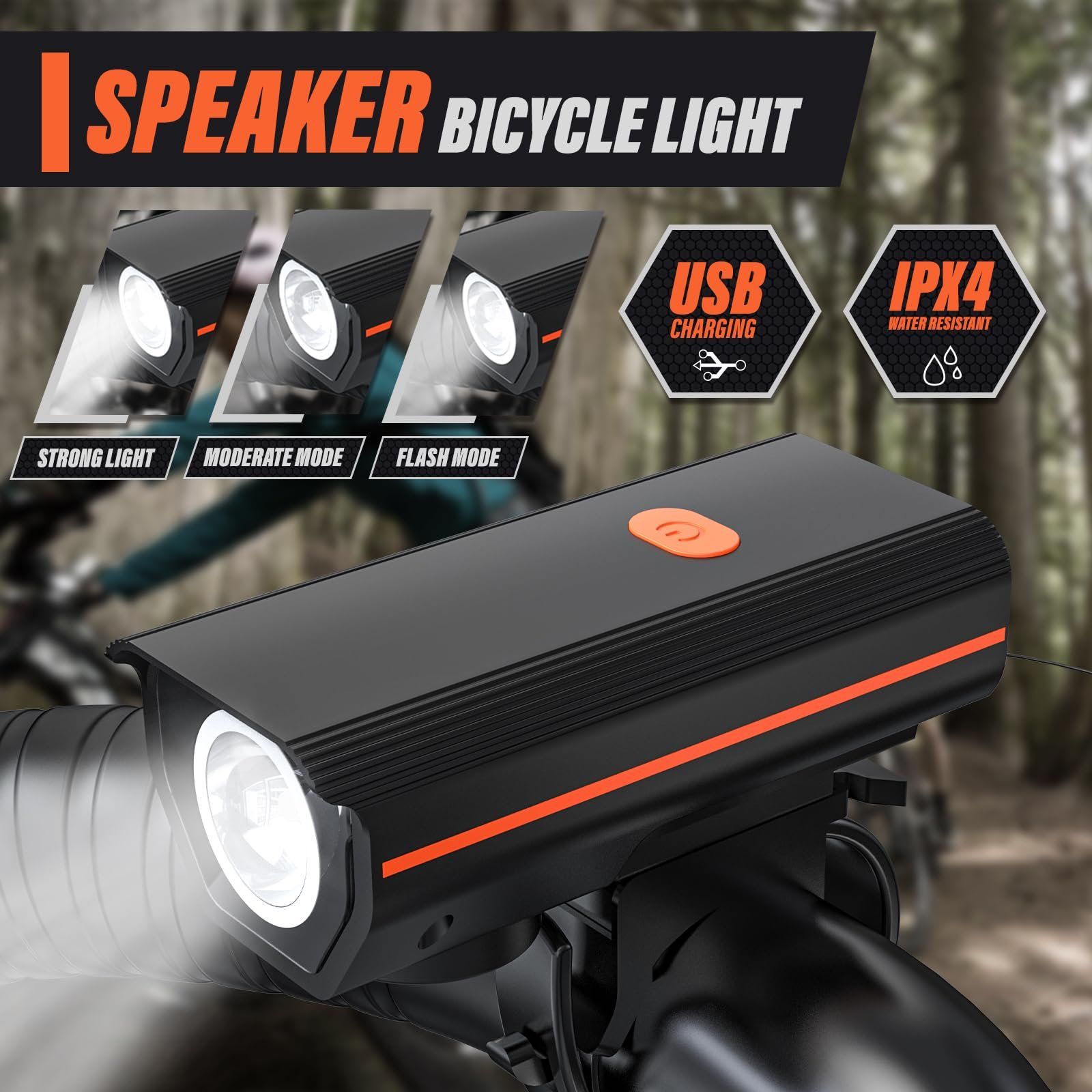 SeeMore Waterproof Ultra Bright Usb Rechargeable Bicycle Front Light Horn Set Night Riding Bike Light