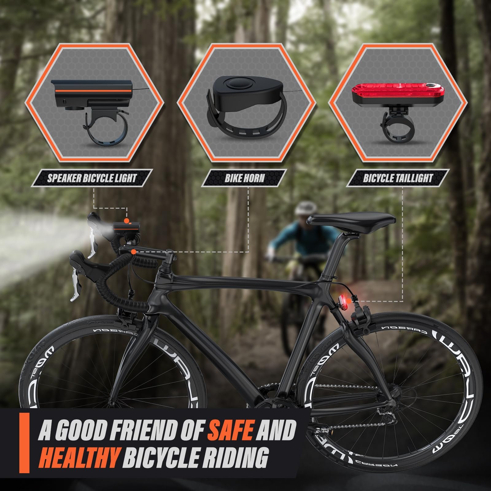 SeeMore Waterproof Ultra Bright Usb Rechargeable Bicycle Front Light Horn Set Night Riding Bike Light
