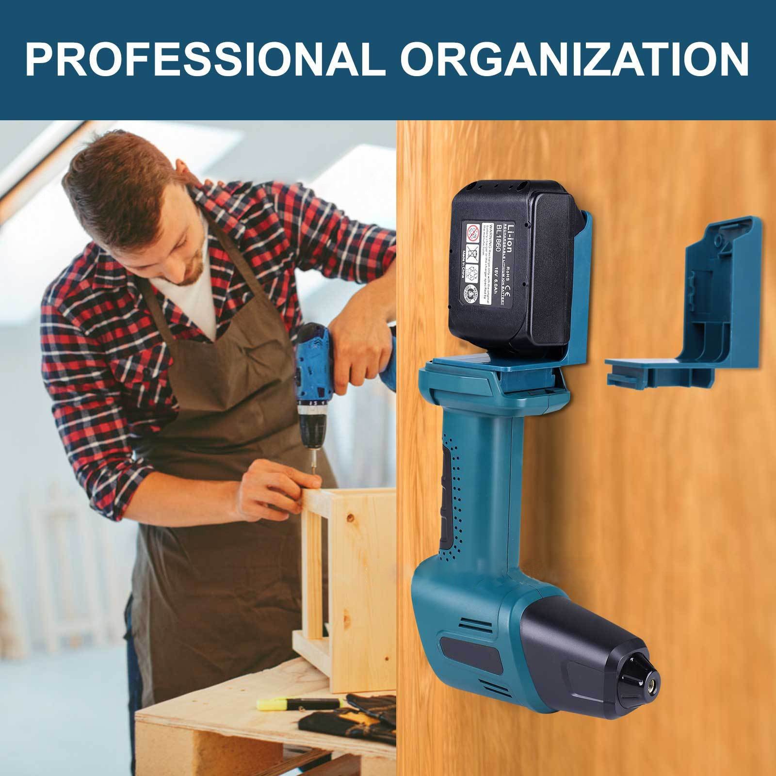 5 Packs 2 in 1 Wall Mount 18V Power Drill Holders Dock Battery Storage Rack for Makita 18V Tools & Batteries Accessories