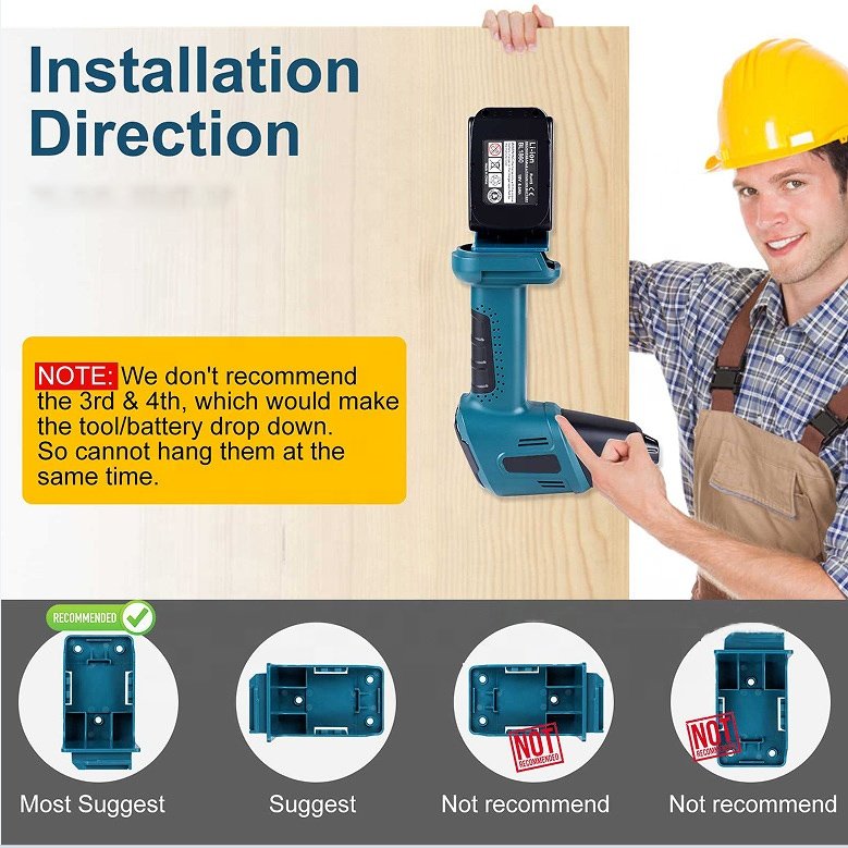 5 Packs 2 in 1 Wall Mount 18V Power Drill Holders Dock Battery Storage Rack for Makita 18V Tools & Batteries Accessories