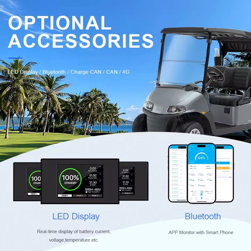 DIY 48V 280ah 300ah Golf Cart LiFePO4 Battery Case with JK-PB2A16S20P BMS+4.3inch LCD screen +All accessories