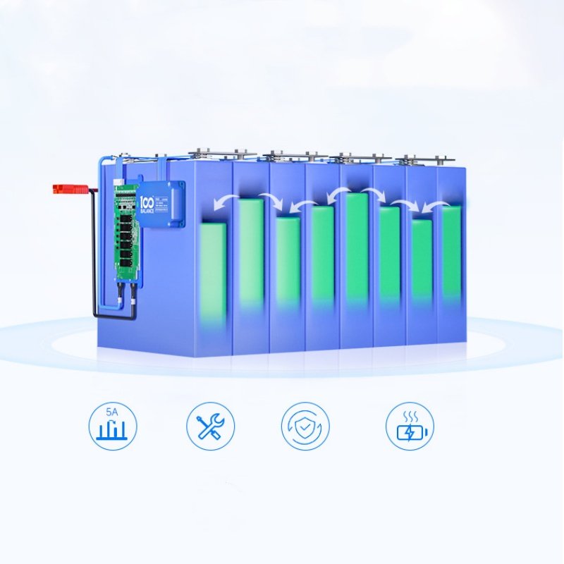JHB BMS 18650 Battery 100A BMS for LiFePO4 Lithium Battery Integrated with 1A active balancer for Rechargeable Lithium