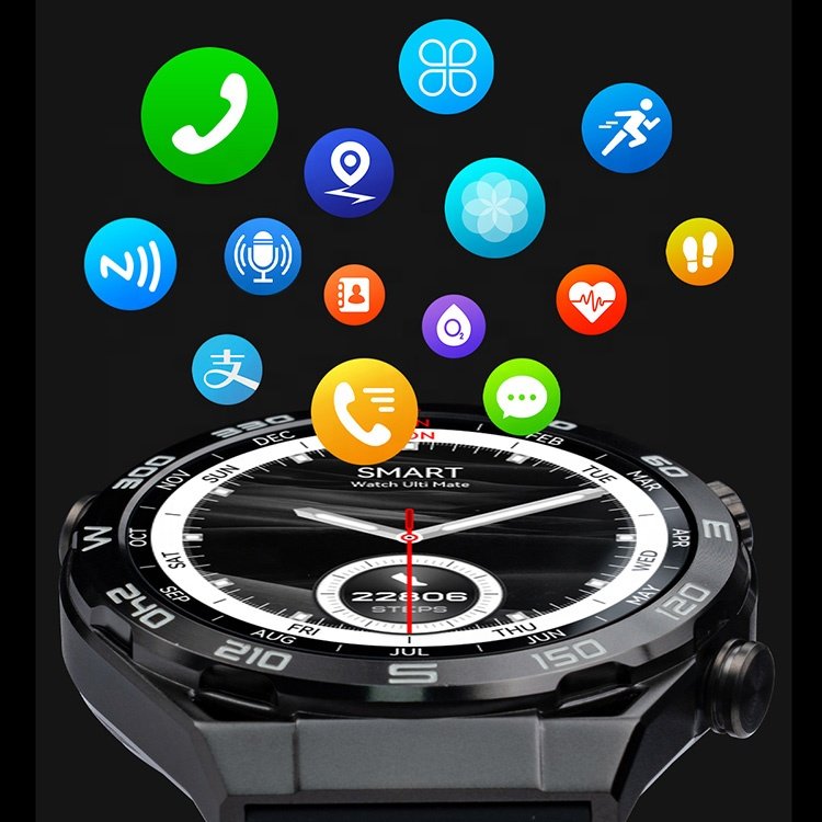 Hot DT Ultra Mate Sport Wireless Charging Call NFC Stainless Steel Round For Huawei Android Fashion Smart Watch For Men Women