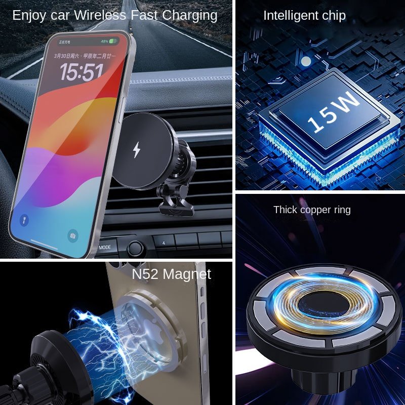 15W fast charging magnetic suction for mobile phone outlet car bracket wireless charger