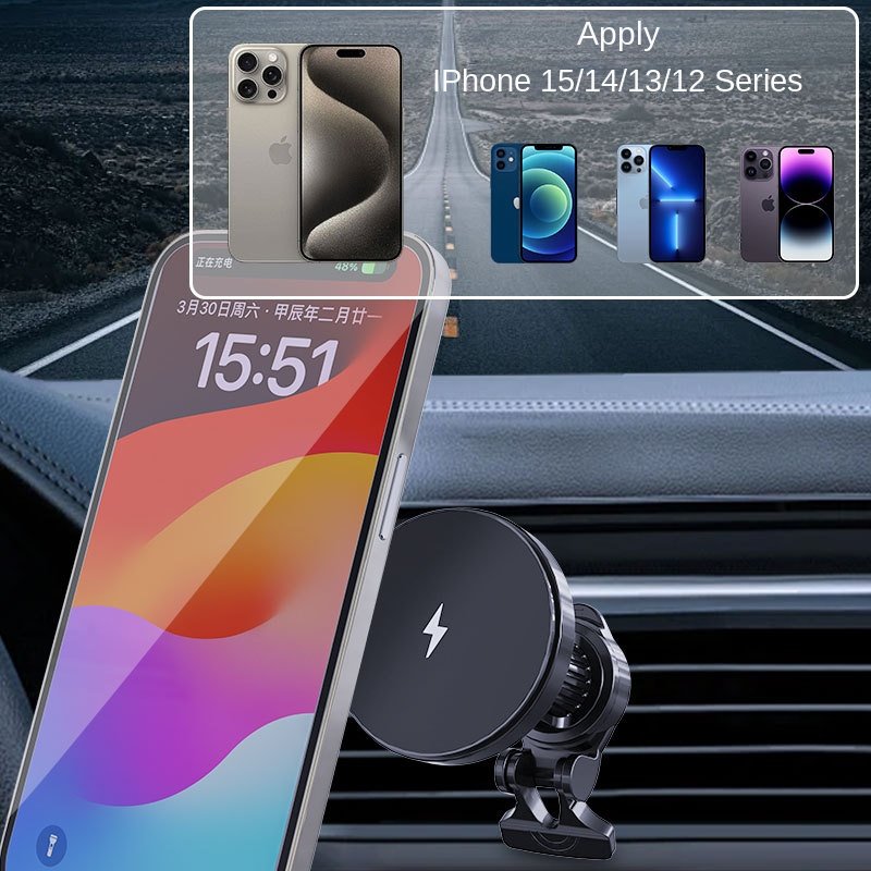 15W fast charging magnetic suction for mobile phone outlet car bracket wireless charger