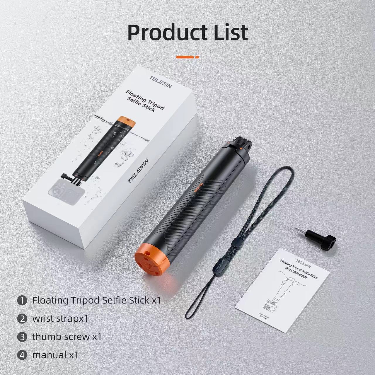 TELESIN New sport camera accessories for GoPro 13 DJI Insta630 Portable underwater Floating Tripod Selfie Stick