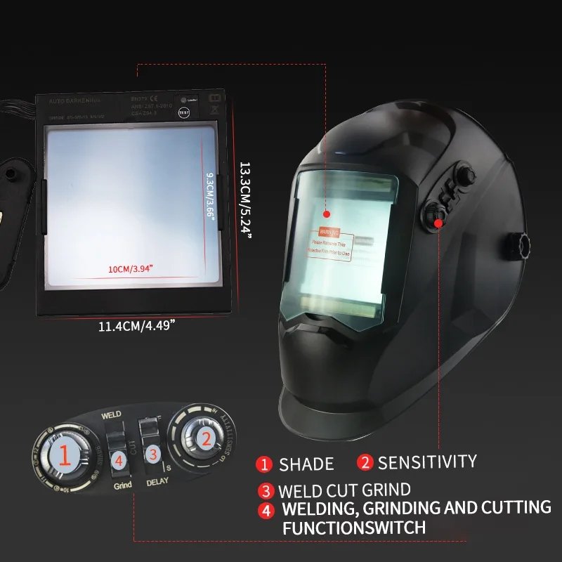 Big View Eara 4 Arc Sensor DIN5-DIN13 Solar Auto Darkening TIG MIG MMA True color Welding Mask Helmet Welder Cap Face mask