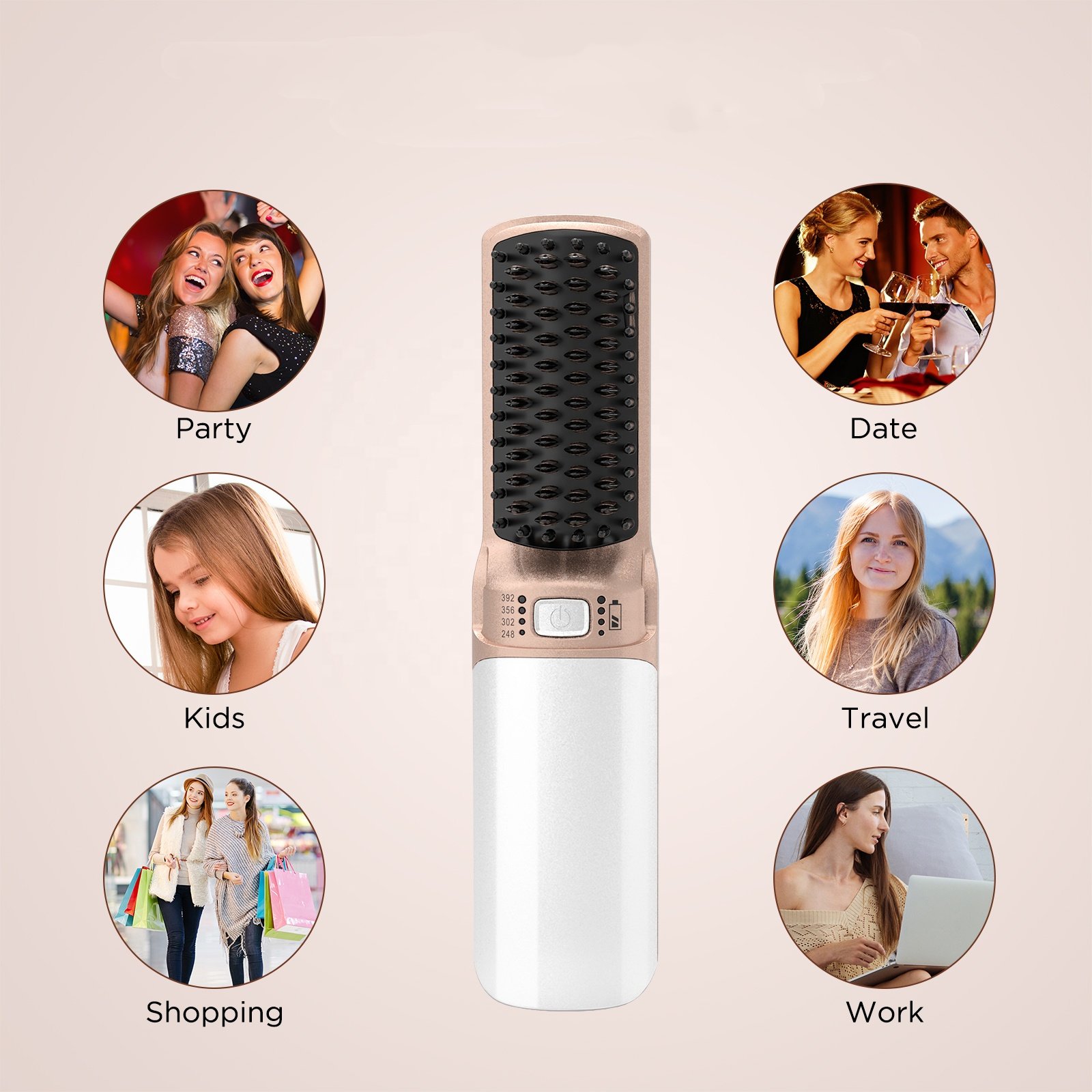 New Mini Usb Unisex Hair Care Fluffy Anti Static Negative Ion Styling Comb Plastic on Electric Straightener