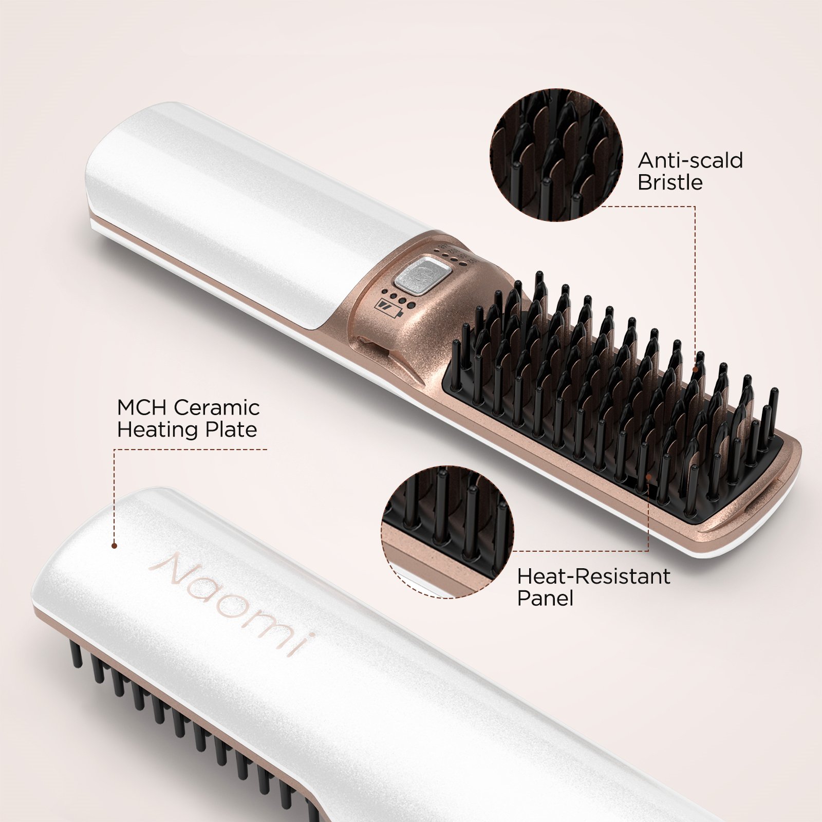 New Mini Usb Unisex Hair Care Fluffy Anti Static Negative Ion Styling Comb Plastic on Electric Straightener
