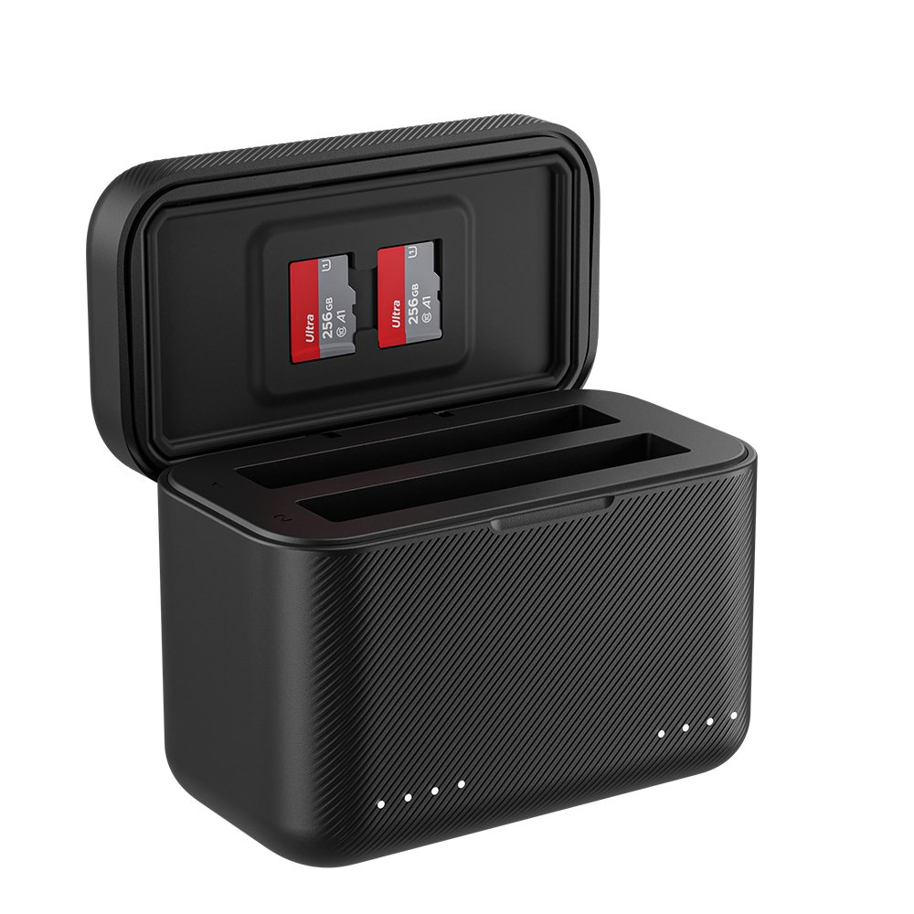 TELESIN New camera charger accessories for Insta360 X4 Portable Dual Slot with indicator light Battery Storage Charging Box