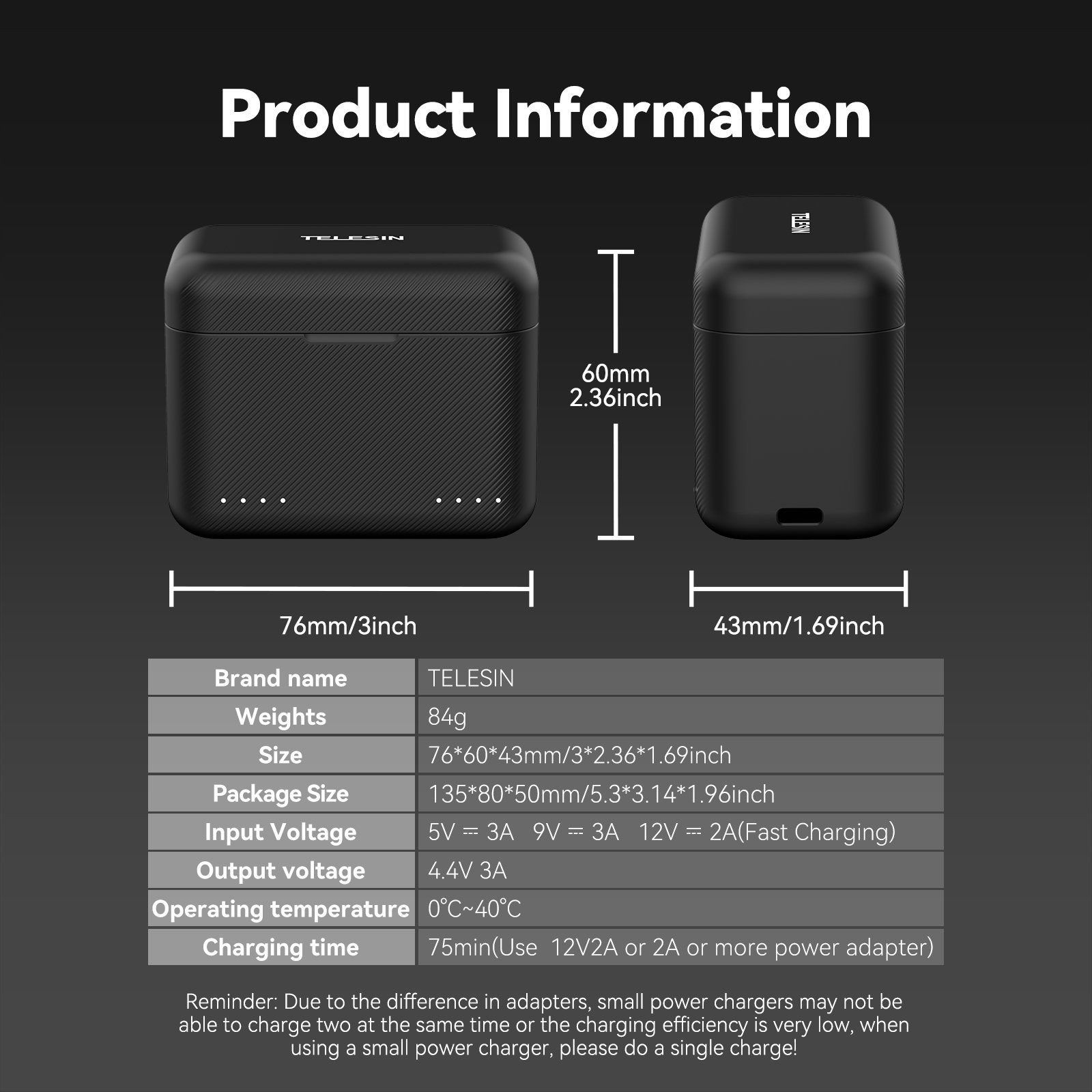 TELESIN New camera charger accessories for Insta360 X4 Portable Dual Slot with indicator light Battery Storage Charging Box