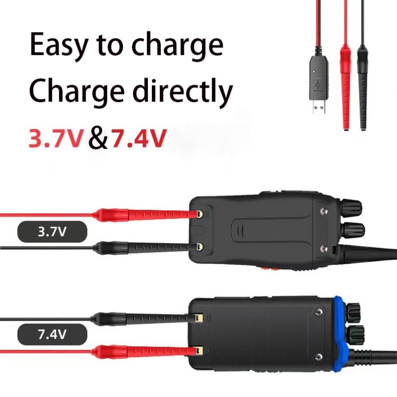 Universal USB Charger Cable For Baofeng TYT Walkie-Talkie And Tow Way Radio Battery Accessories 3.7V-7.4V