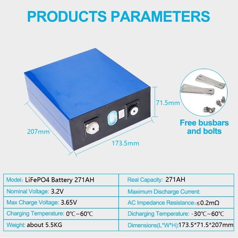 CERRNSS Prismatic A Rechargeable Battery Cells Lithium ion Phosphate Batteries 3.2V 50Ah 100Ah 200Ah 280Ah 320Ah LiFePo4 Battery