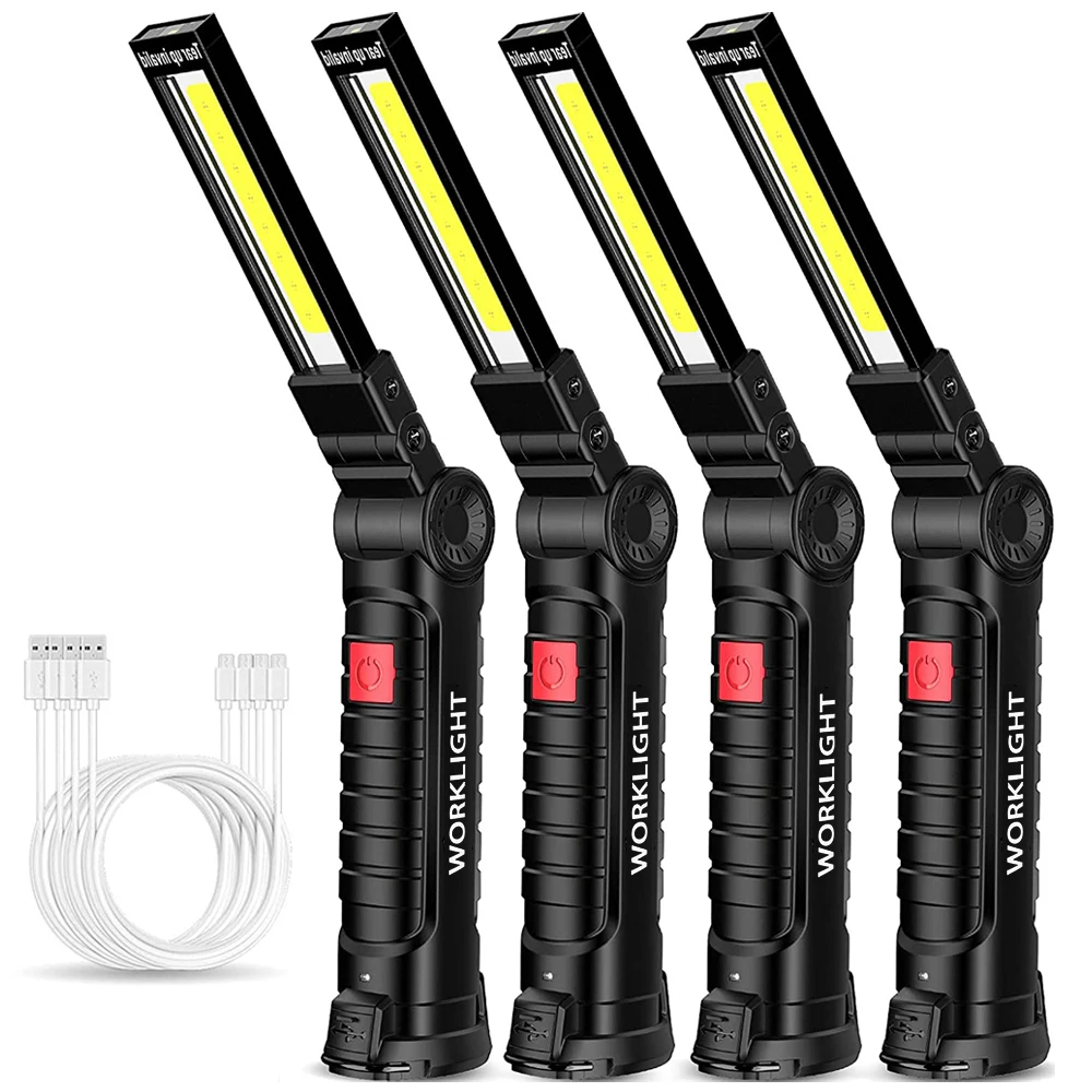 New Portable COB LED Flashlight USB Worklight w51 Magnetic Lanterna Hanging Lamp with Built-in Battery Camping Torch