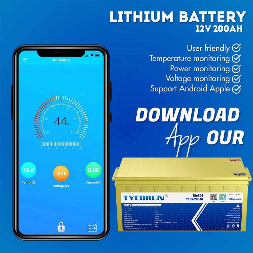 Tycorun Solar lithium ion battery 12v 12ah 18ah 36ah 50ah 100ah 120ah 150ah 200ah Rv Golf Cart lifepo4 battery pack