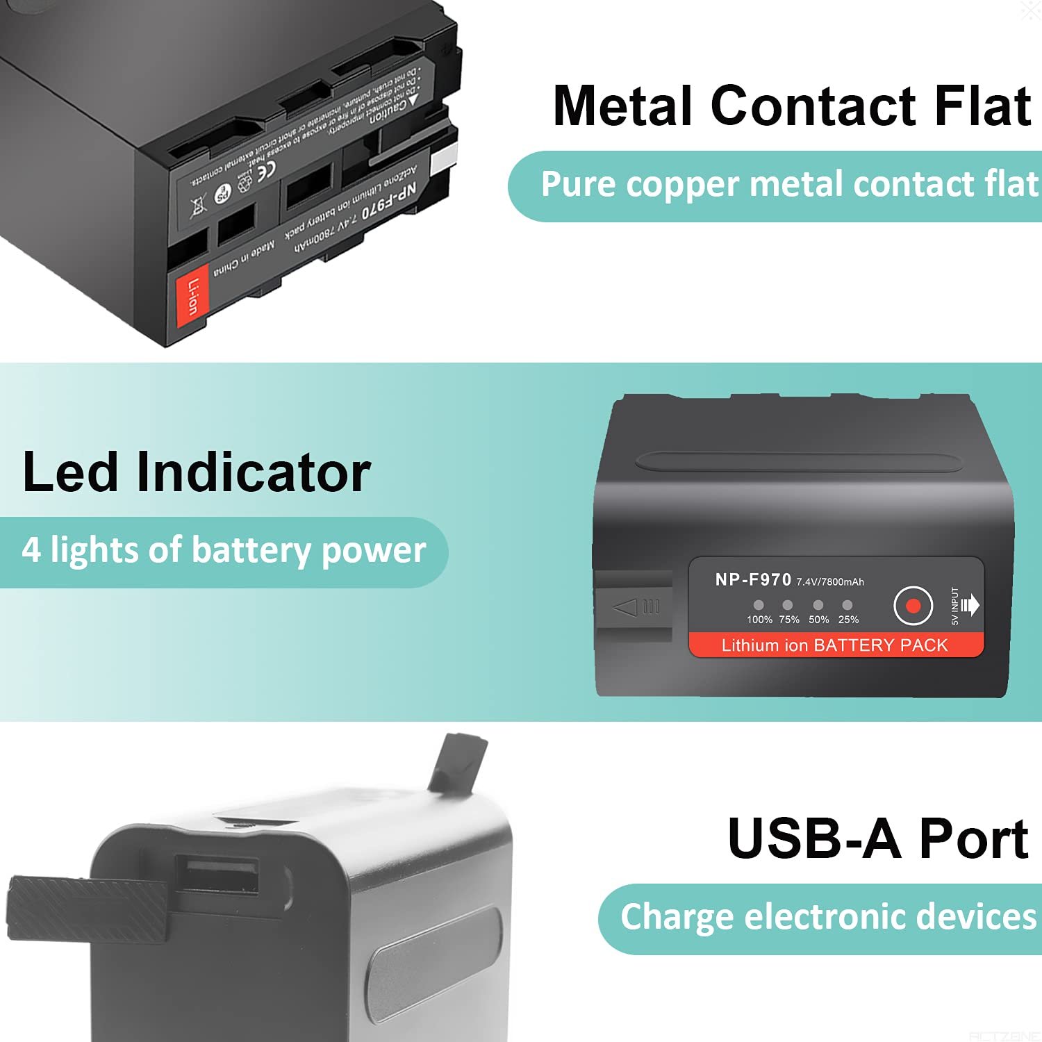 Portable 2 sets of NP-F970 photographic lamp batteries camera light digital camera battery for sony np-f970 battery