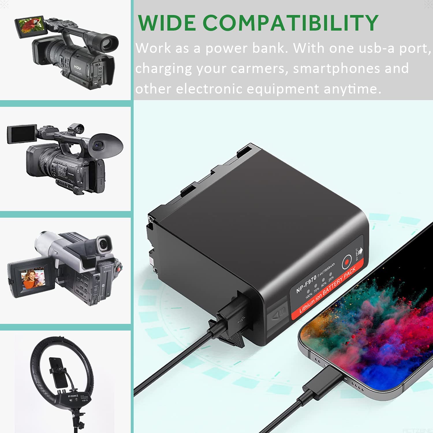 Portable 2 sets of NP-F970 photographic lamp batteries camera light digital camera battery for sony np-f970 battery