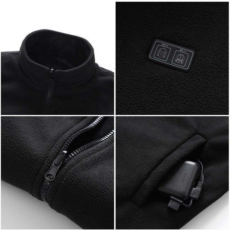 Men's 3-in-1 Thick Fleece Lined Heated Ski Jacket 15 Zones Windproof Solid Pattern Winter Wear Rechargeable Battery Not Included
