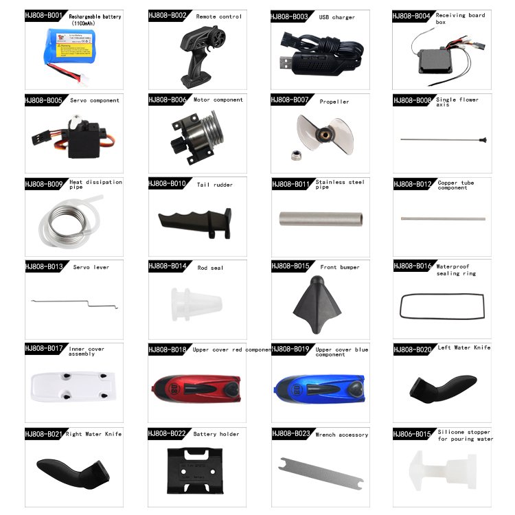 Factory Motor 1100mAh Battery USB Charger Remote Controller RC Toys HJ808 RC Speed Electric Conversion Kit Submarine Boat Parts