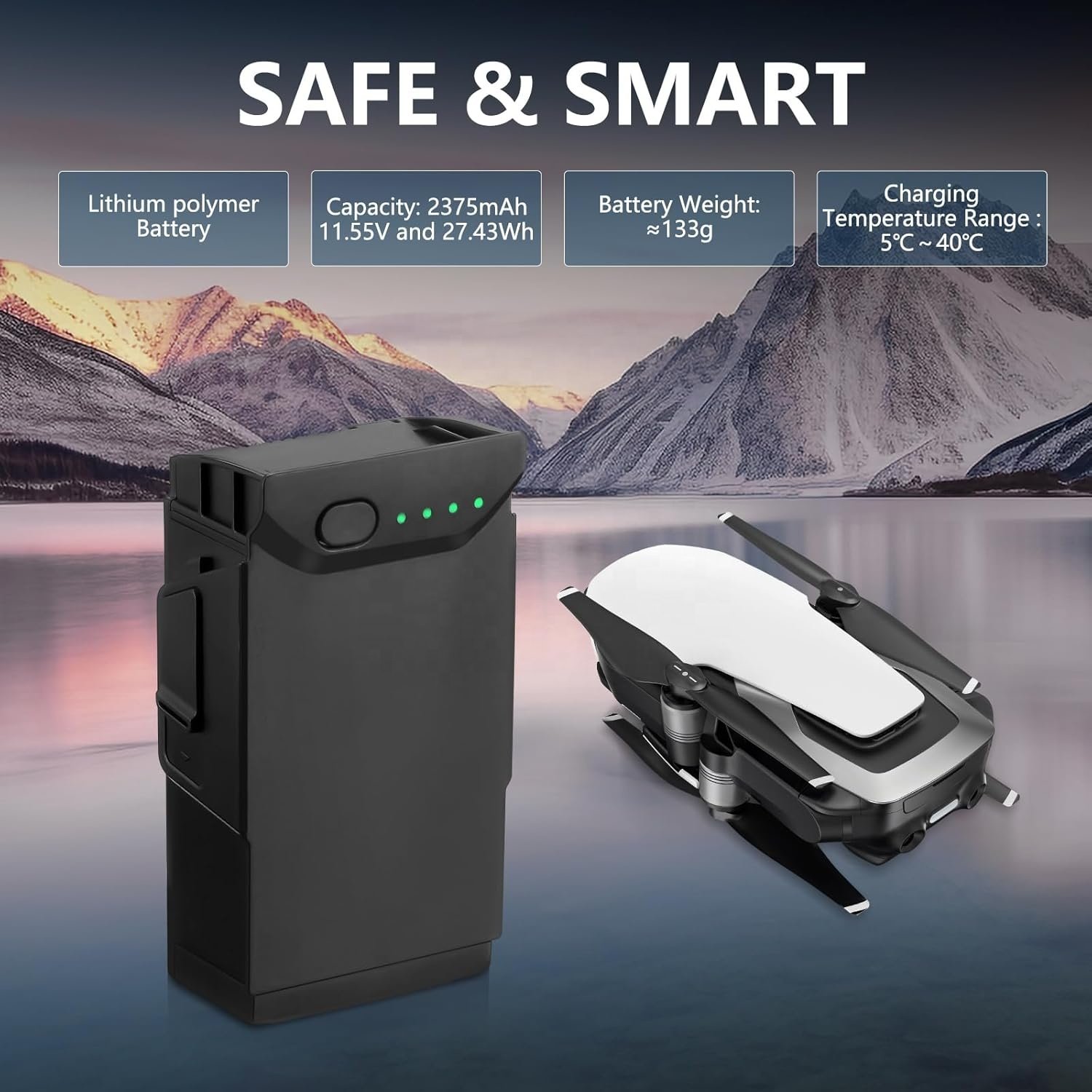 11.55V 2375 mAh LiPo Intelligent Flight Battery 21Mins Replacement for DJI Mavic Air 1 battery Drone Accessories