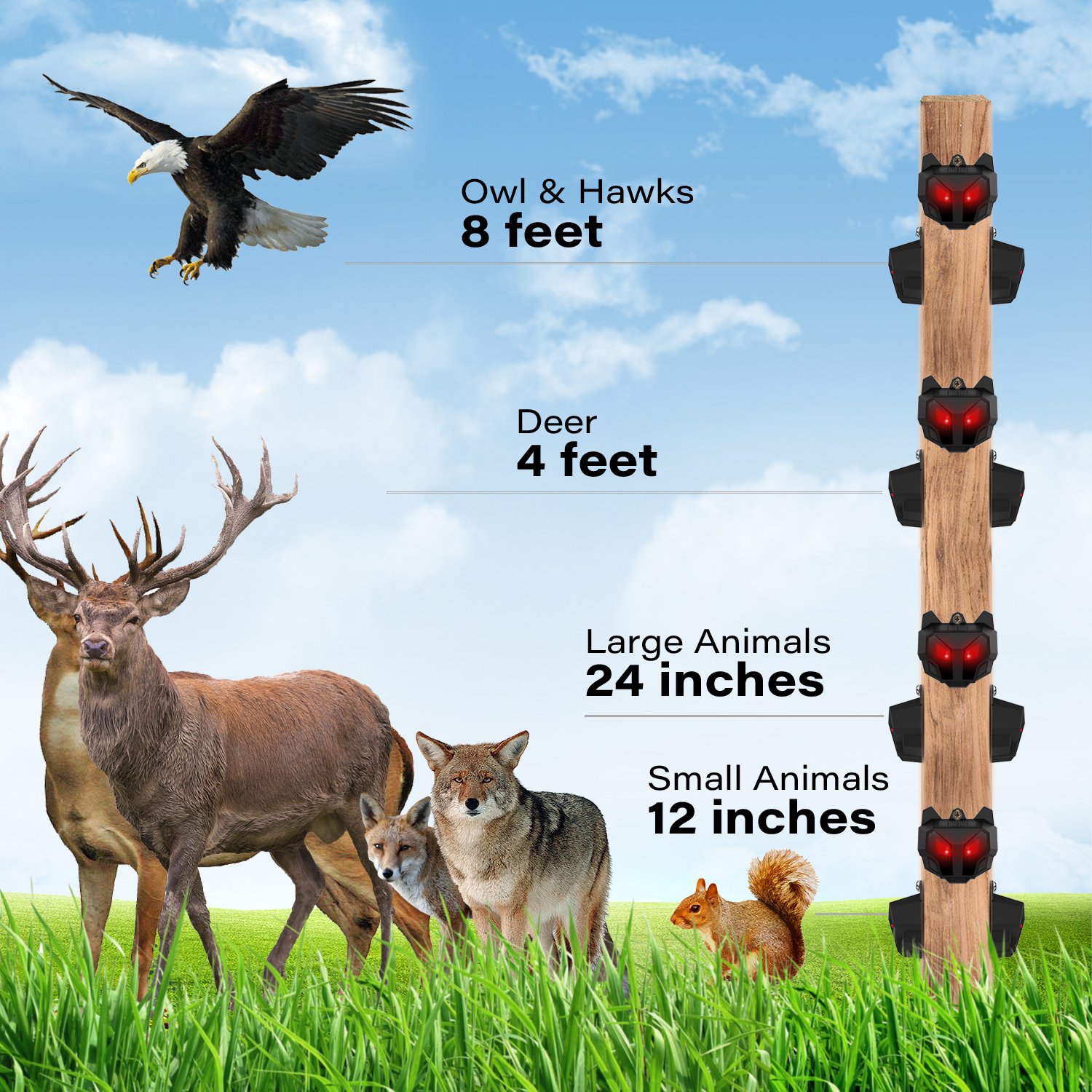 2024 Newest Design Wild Animal Repellent Wild pig Solar powered Animal Repeller Waterproof fire red light repeller