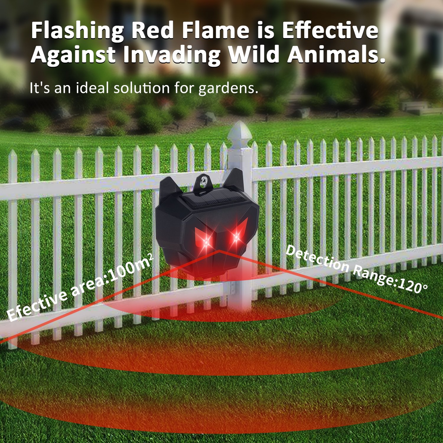2024 Newest Design Wild Animal Repellent Wild pig Solar powered Animal Repeller Waterproof fire red light repeller