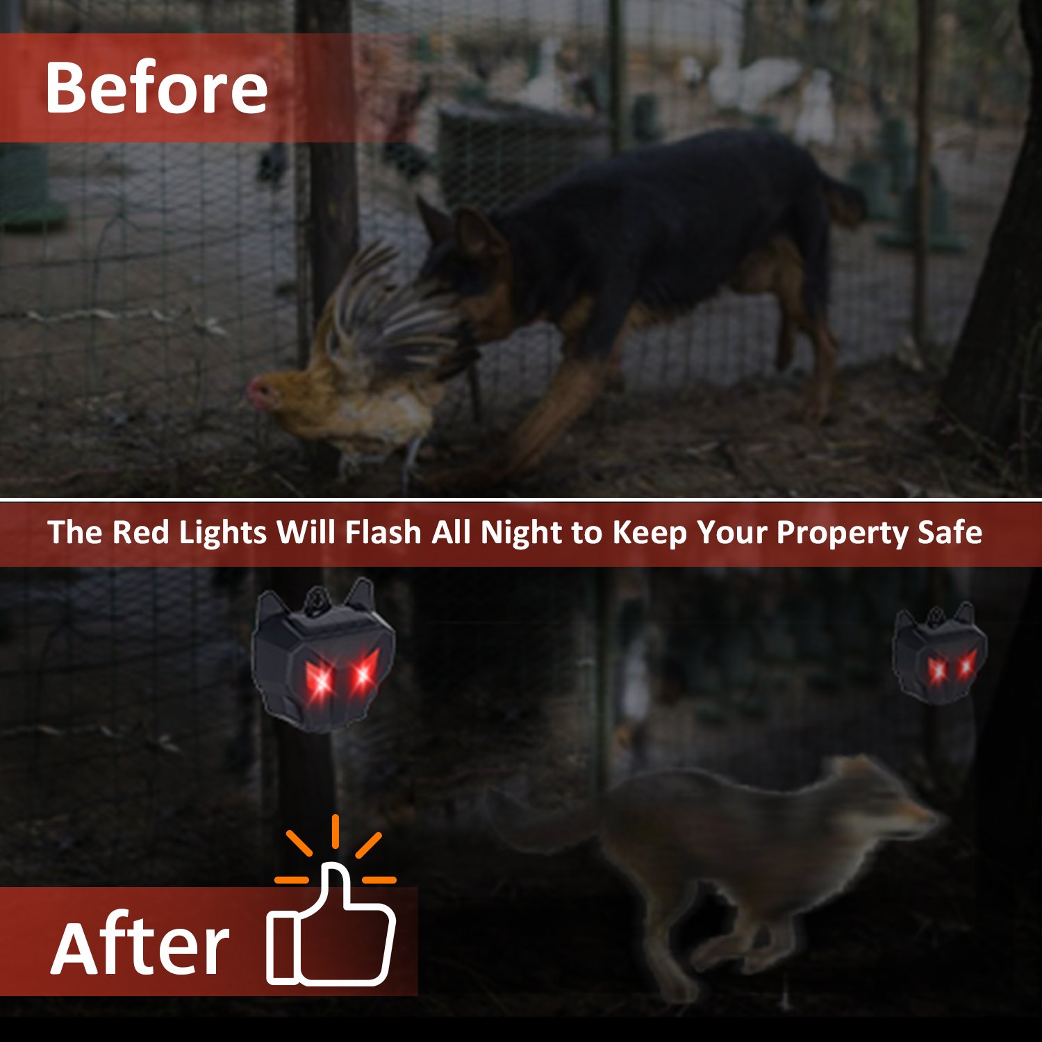 2024 Newest Design Wild Animal Repellent Wild pig Solar powered Animal Repeller Waterproof fire red light repeller