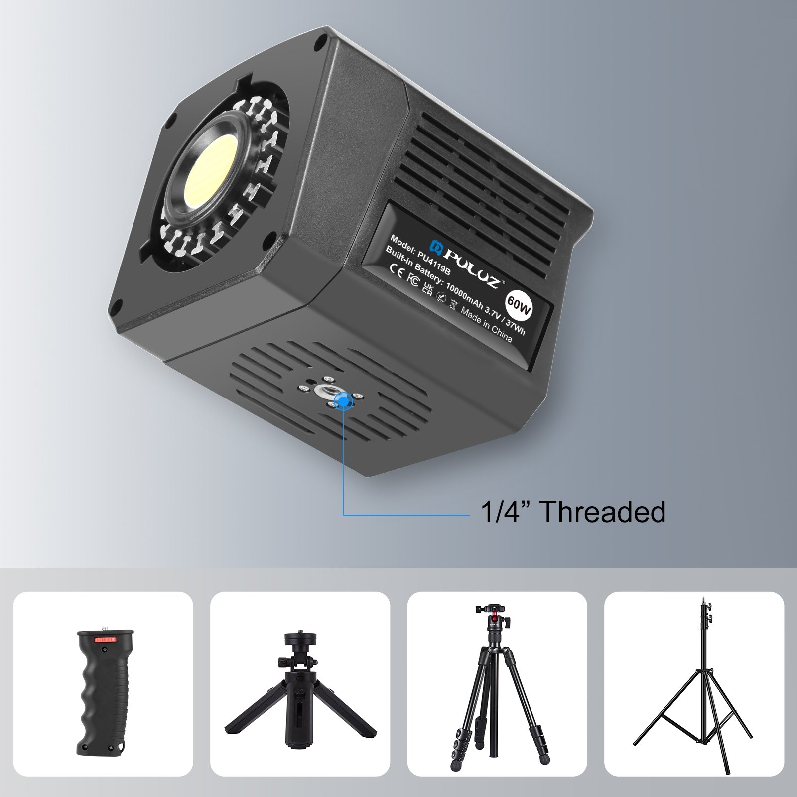 PULUZ 60W Studio Video Light 2500K-6500K Dual Color Temperature Professional Photography Fill Light (Black)