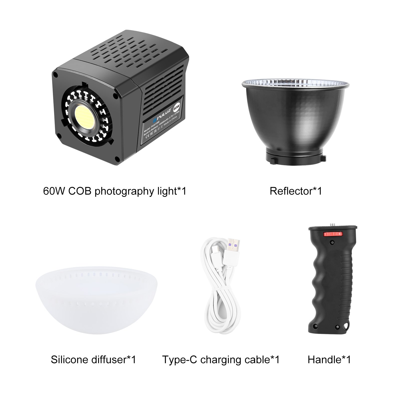 PULUZ 60W Studio Video Light 2500K-6500K Dual Color Temperature Professional Photography Fill Light (Black)