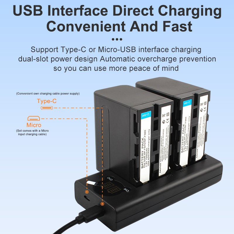 Newer Camera Battery Charger Dual Charger for Sony NP-F970 NP-F950 NP-F750 NP-F550 Battery