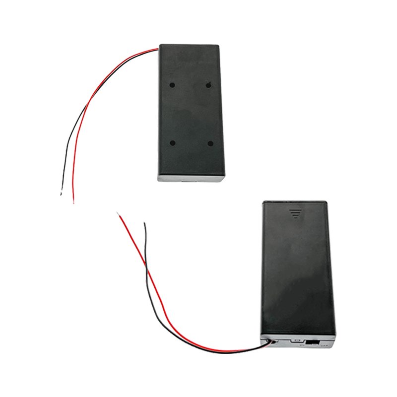 Black Plastic AA Battery Box with Switch for 18650 Lithium Battery Battery Accessories Essential