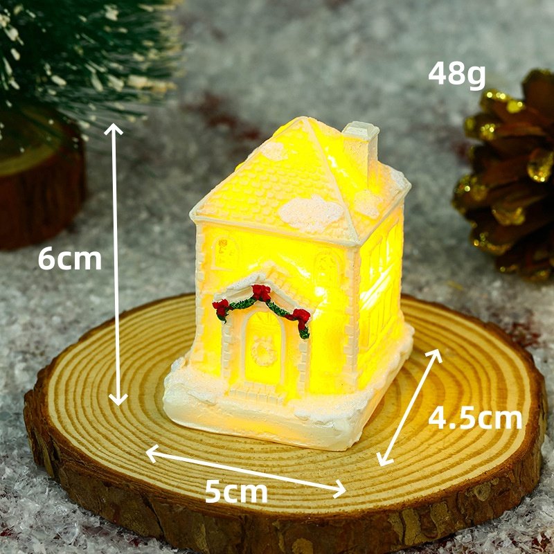 2025 Xmas New White Snow Houses Resin Crafts Christmas Bubble House Led Light Christmas Room Creative Cartoon Accessory LED