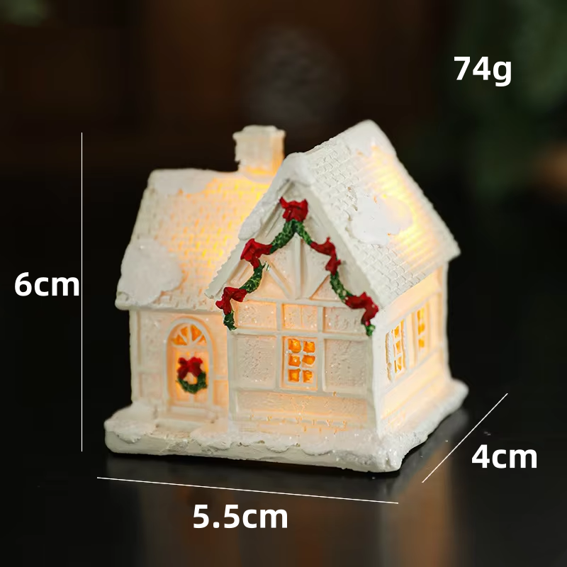2025 Xmas New White Snow Houses Resin Crafts Christmas Bubble House Led Light Christmas Room Creative Cartoon Accessory LED