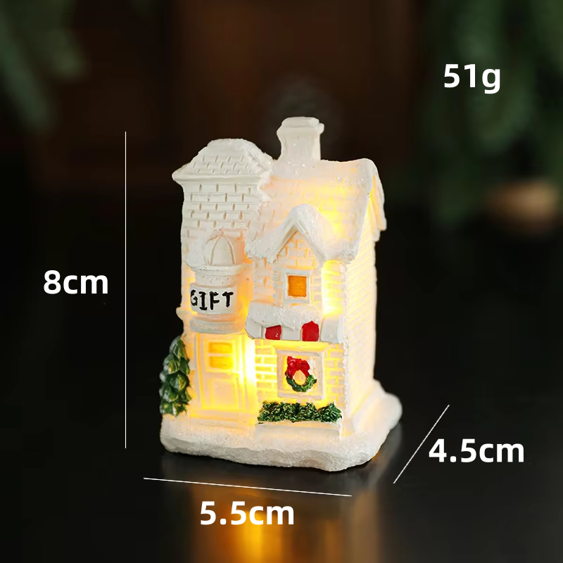 2025 Xmas New White Snow Houses Resin Crafts Christmas Bubble House Led Light Christmas Room Creative Cartoon Accessory LED