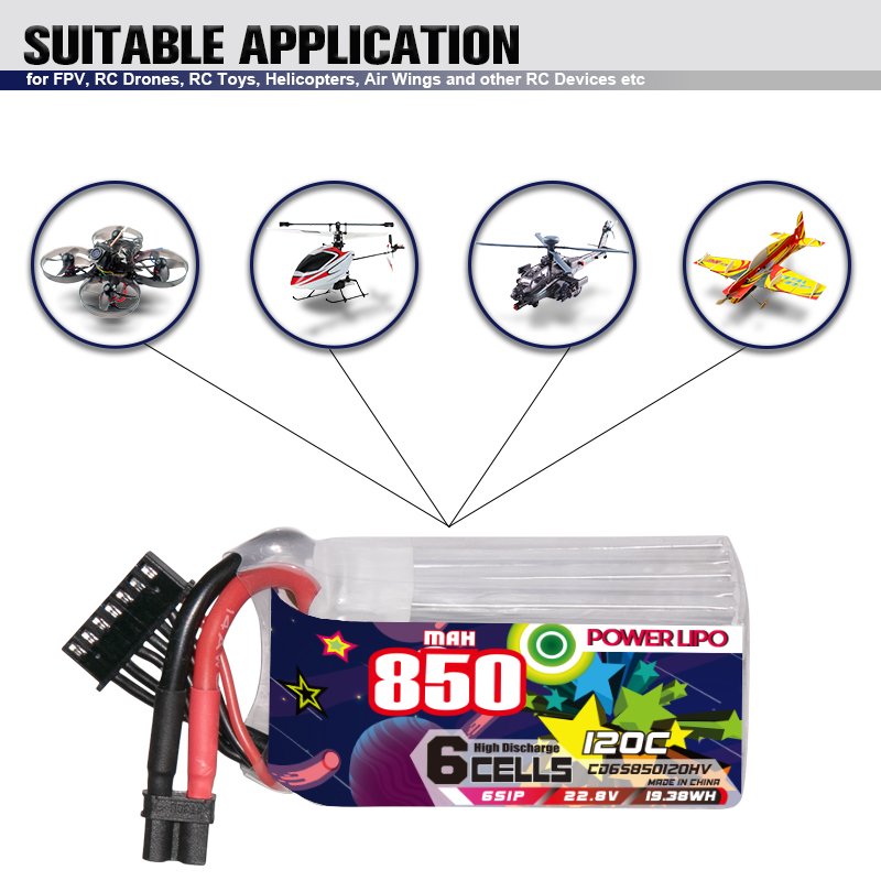 CODDAR RC LiPo Battery 6S 850MAH 22.8V HV 120C XT30 FPV Freestyle Drone Helicopter RC Racing Packs